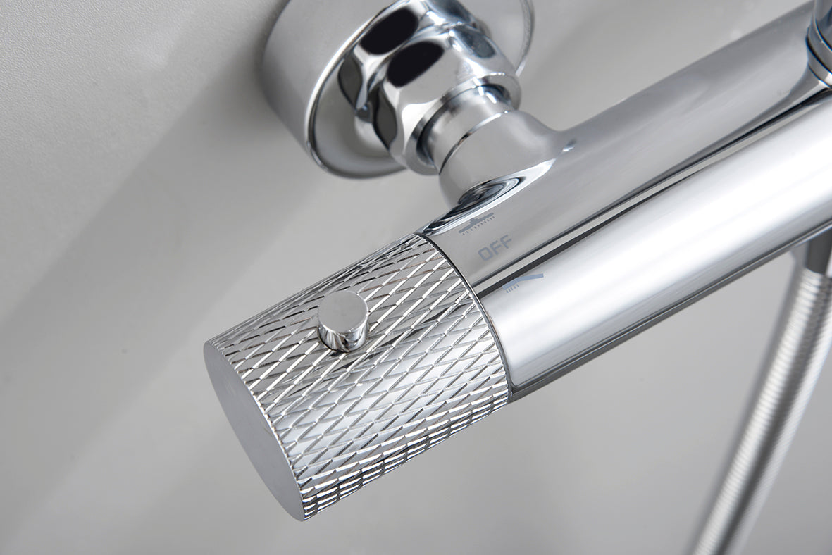Ribbd thermostatische regendoucheset | Opbouw | Chroom - WDtegels