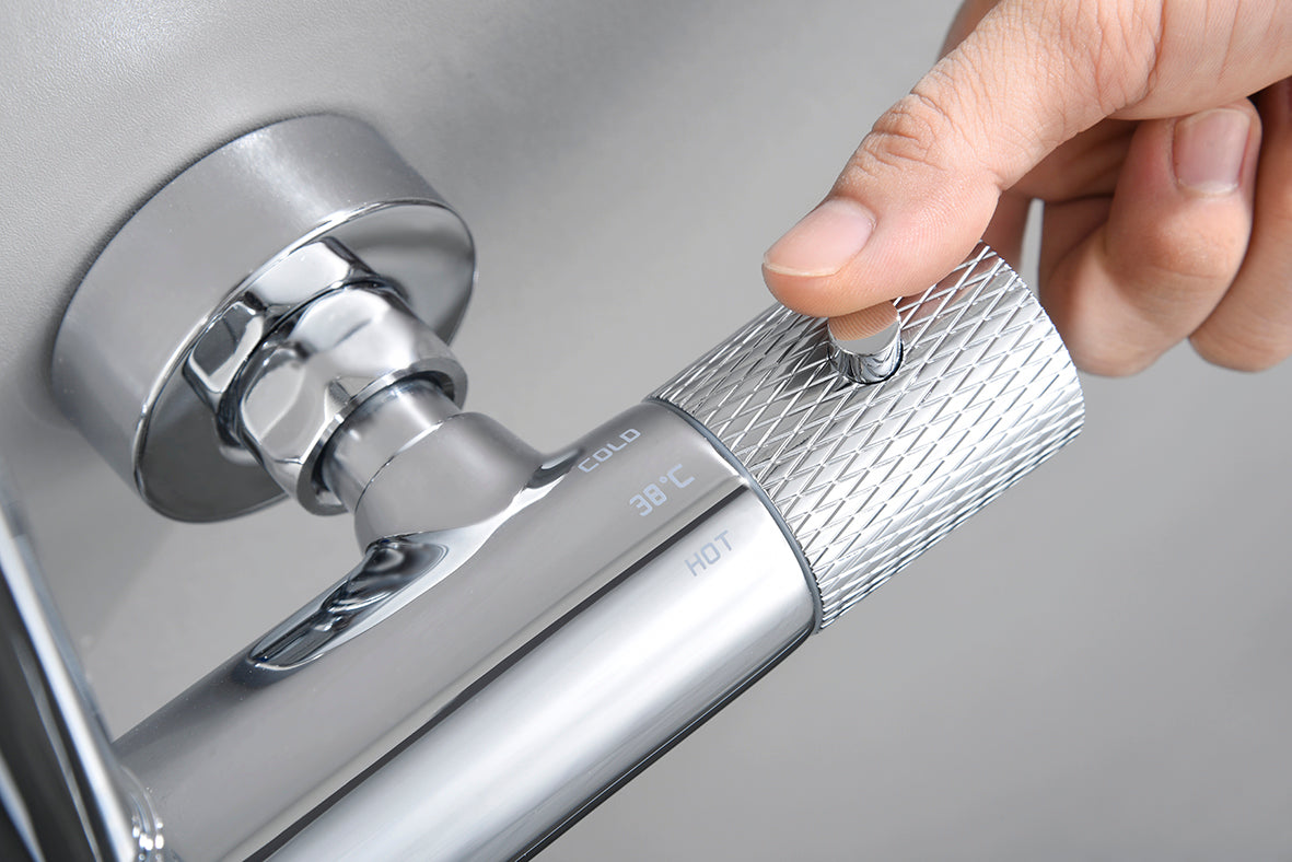 Ribbd thermostatische regendoucheset | Opbouw | Chroom - WDtegels