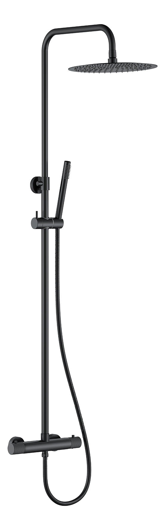 Ribbd thermostatische regendoucheset | Opbouw | Mat zwart