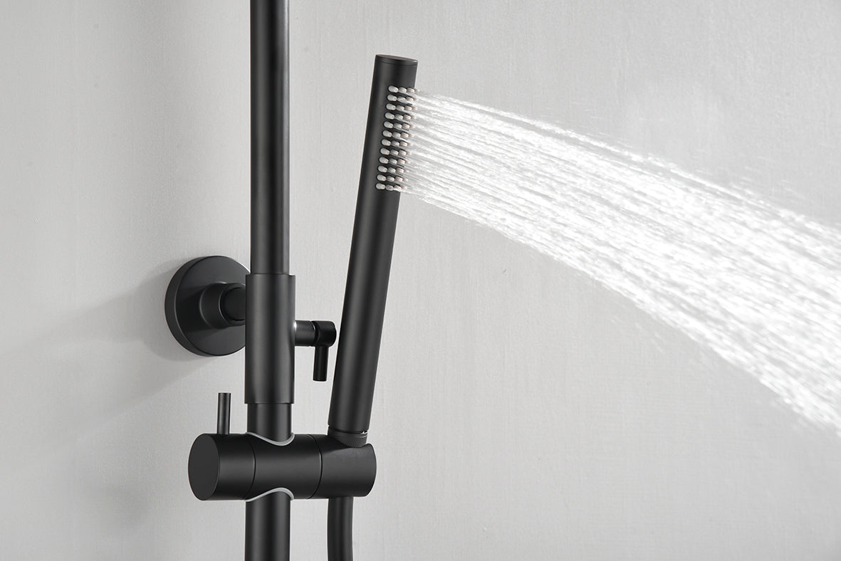 Ribbd thermostatische regendoucheset opbouw mat zwart