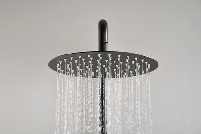 Ribbd thermostatische regendoucheset opbouw mat zwart
