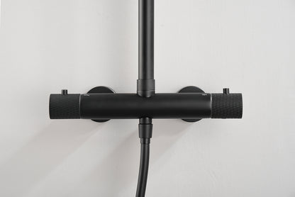 Ribbd thermostatische regendoucheset | Opbouw | Mat zwart - WDtegels