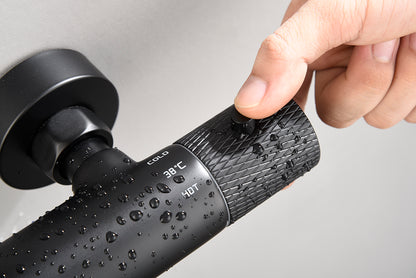 Ribbd thermostatische regendoucheset | Opbouw | Mat zwart - WDtegels