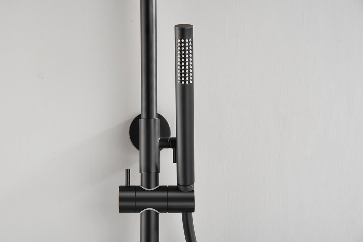 Ribbd thermostatische regendoucheset | Opbouw | Mat zwart - WDtegels