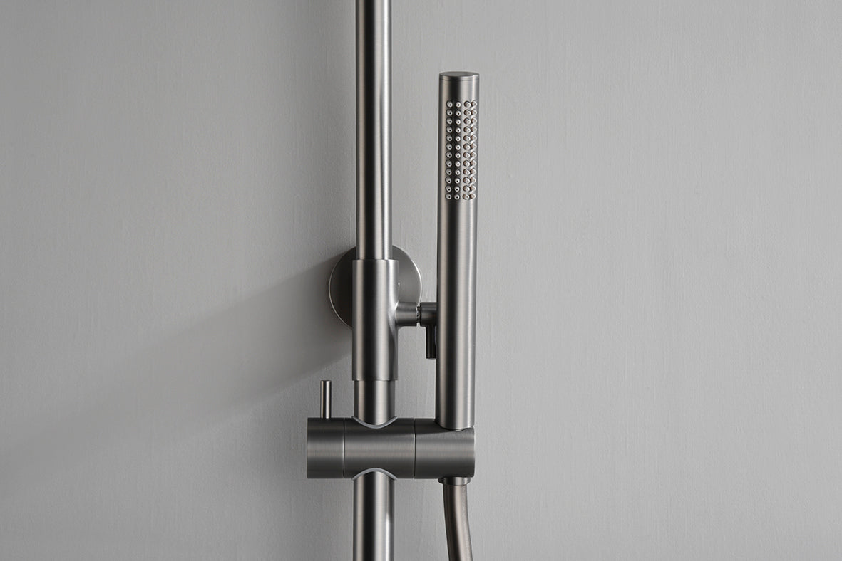 Ribbd thermostatische regendoucheset opbouw gunmetal PVD - WDtegels