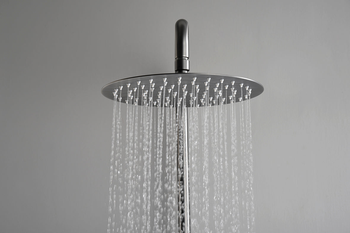 Ribbd thermostatische regendoucheset opbouw gunmetal PVD - WDtegels