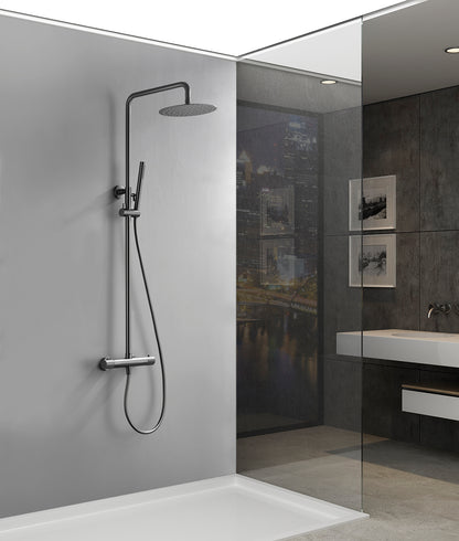 Ribbd thermostatische regendoucheset opbouw gunmetal PVD - WDtegels