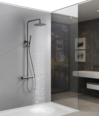 Ribbd thermostatische regendoucheset | Opbouw | Gunmetal PVD - WDtegels