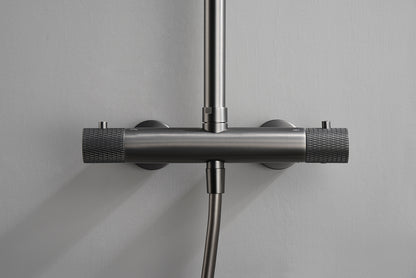 Ribbd thermostatische regendoucheset | Opbouw | Gunmetal PVD - WDtegels