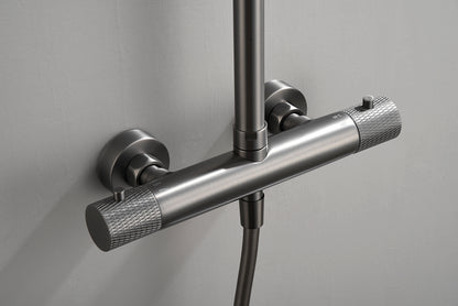 Ribbd thermostatische regendoucheset | Opbouw | Gunmetal PVD - WDtegels