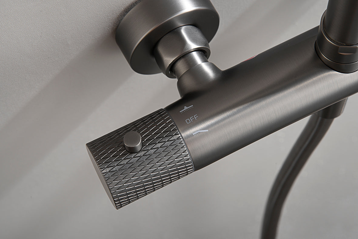 Ribbd thermostatische regendoucheset | Opbouw | Gunmetal PVD - WDtegels