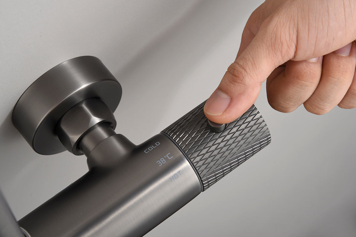 Ribbd thermostatische regendoucheset | Opbouw | Gunmetal PVD - WDtegels