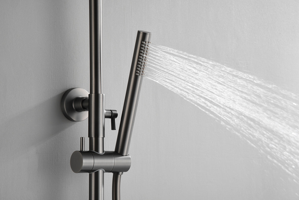Ribbd thermostatische regendoucheset | Opbouw | Gunmetal PVD - WDtegels