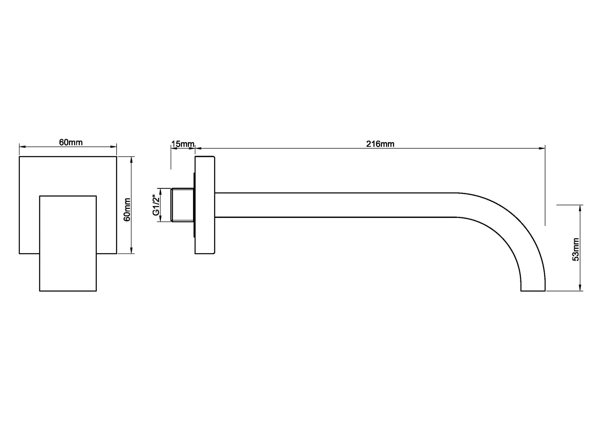 Rombo inbouw uitloop 22 cm zwart - WDtegels