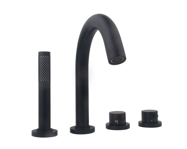 Wiesbaden Caral 4-hole bath rim thermostat black finishing set