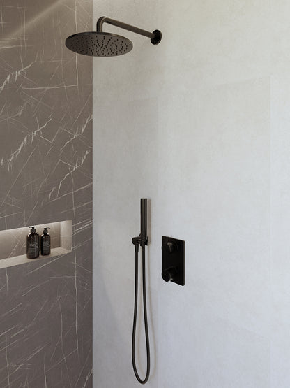 Caral inbouwthermostaat compleet met hoofddouche 25cm en staafhanddouche Mat zwart
