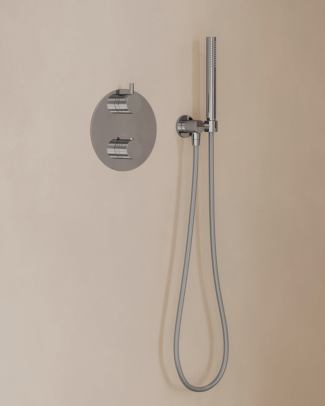 Caral inbouwthermostaat 2 weg rond compleet met hoofddouche 30cm en staafhanddouche Chroom - detailfoto