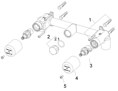 Grifo mezclador para lavabo de 2 botones empotrado Wiesbaden