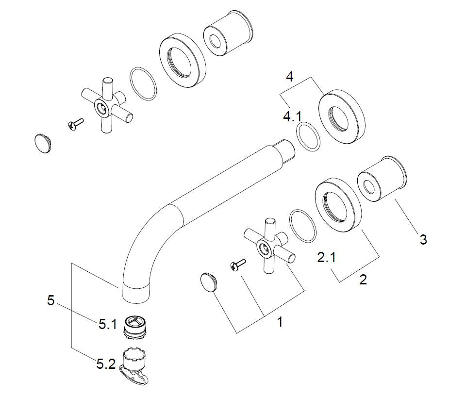 Cross inbouw wastafelkraan afbouwset 2-knops chroom 8719323030060
