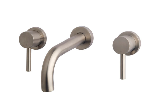 Wiesbaden Caral 2-button washbasin trim unit brushed steel