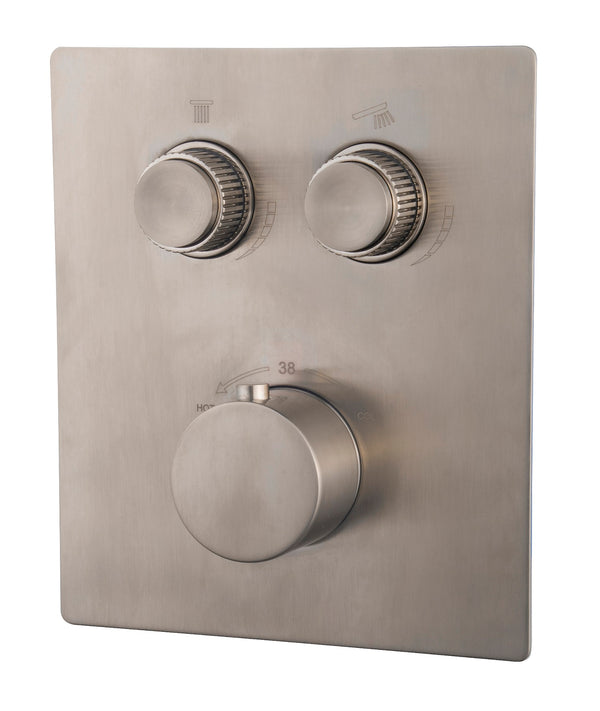 Caral Klik Pro trim part built-in thermostat 2-way brushed steel PVD