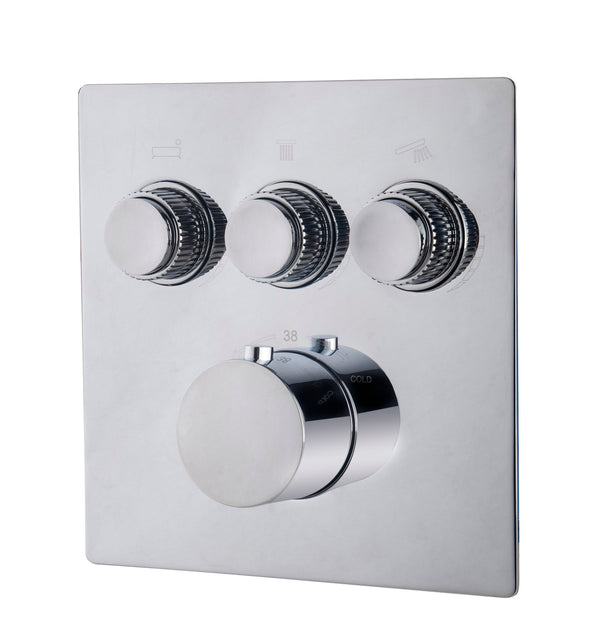 Caral Klik Pro trim part built-in thermostat 3-way chrome