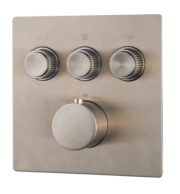 Caral Klik Pro trim part built-in thermostat 3-way brushed steel PVD