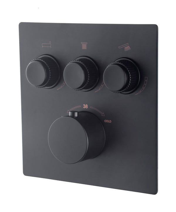Caral Klik Pro trim part built-in thermostat 3-way matt black