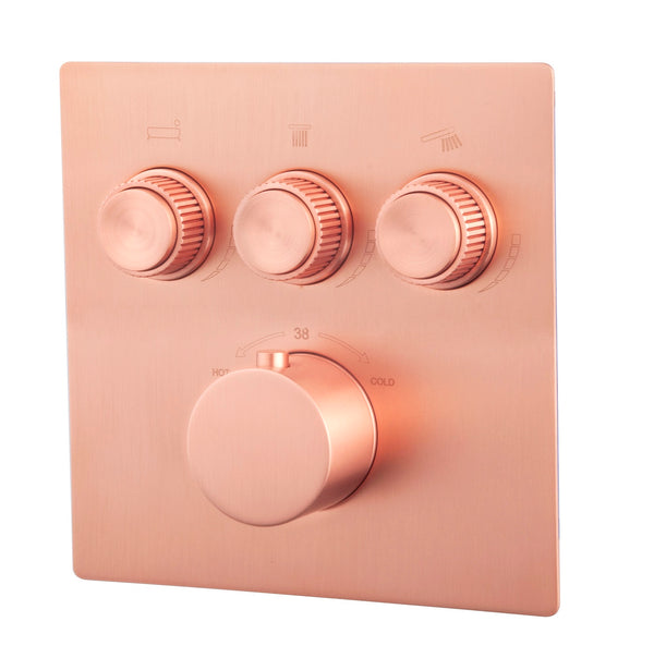 Caral Klik Pro trim part built-in thermostat 3-way brushed copper