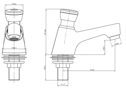 Kazi fonteinkraan zelfsluitend 1/2'' | Chroom - WDtegels