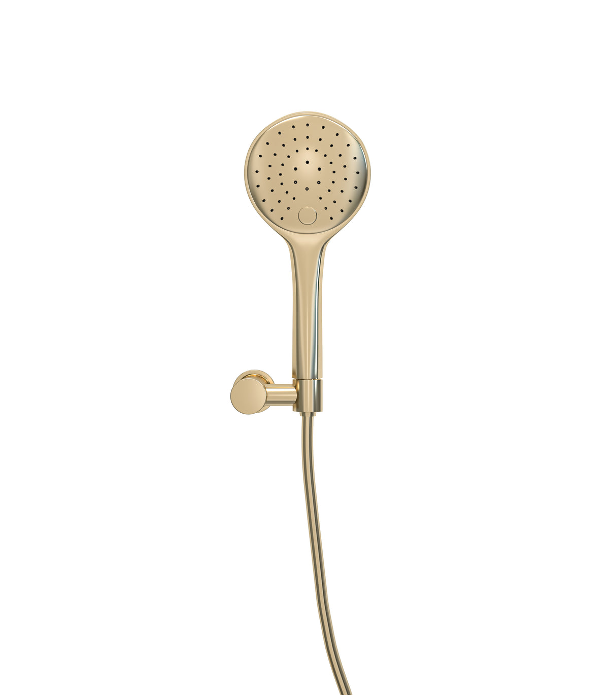 UniMatch handdoucheset met handdouche 3 standen, doucheslang en kantelbare wandhouder Ø12cm Geborsteld messing