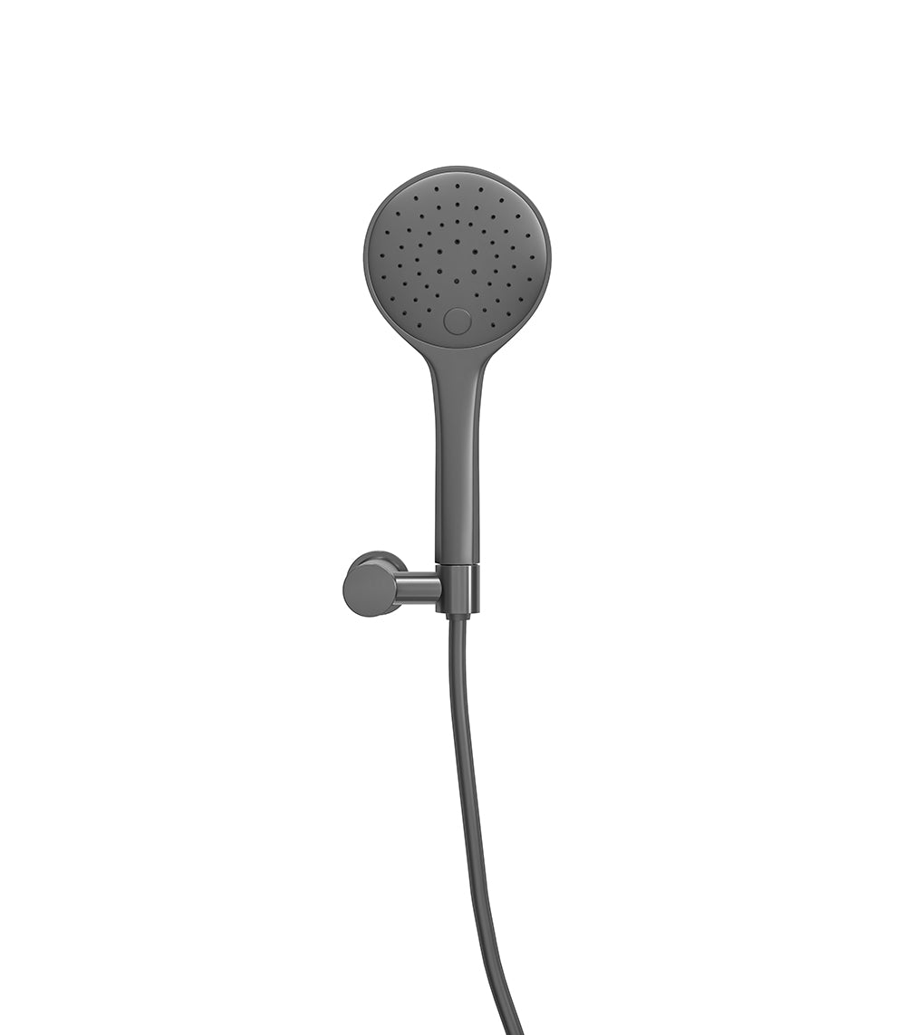 UniMatch handdoucheset met handdouche 3 standen, doucheslang en kantelbare wandhouder Ø12cm Gunmetal