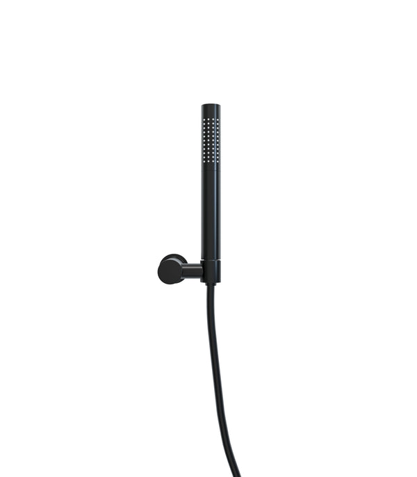 UniMatch hand shower set with rod hand shower 1 position, shower hose and tiltable wall bracket in matt black