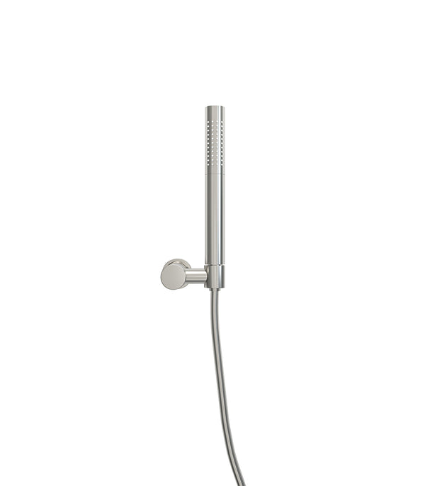 UniMatch hand shower set with rod hand shower 1 position, shower hose and wall bracket tiltable brushed steel