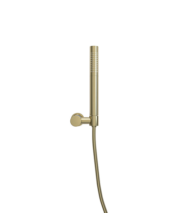 UniMatch hand shower set with rod hand shower 1 position, shower hose and tiltable wall bracket brushed brass