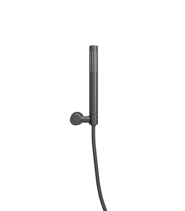 UniMatch hand shower set with rod hand shower 1 position, shower hose and tiltable wall bracket gunmetal