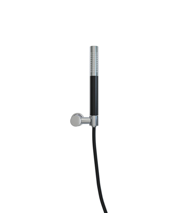 UniMatch hand shower set with rod hand shower 1 position, shower hose and wall bracket tiltable chrome/matt black