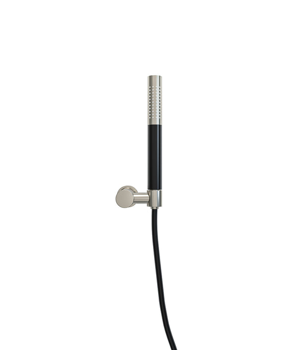 UniMatch hand shower set with rod hand shower 1 position, shower hose and tiltable wall bracket brushed steel/matt black