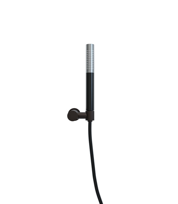 UniMatch hand shower set with rod hand shower 1 position, shower hose and wall bracket tiltable gunmetal/matte black