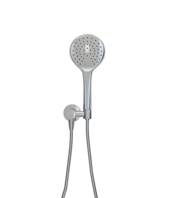 UniMatch hand shower set with 3-position hand shower, Ø 12 cm, shower hose and wall connection elbow, chrome