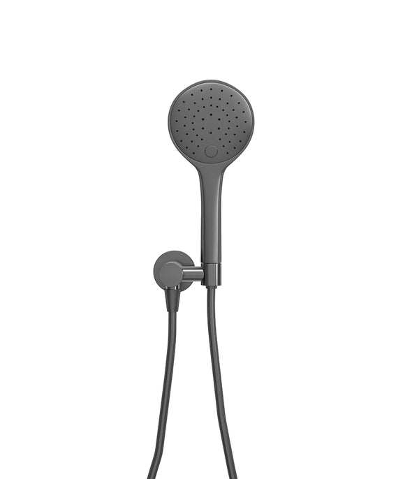 UniMatch hand shower set with 3-position hand shower, Ø 12 cm, shower hose and gunmetal wall connection elbow 