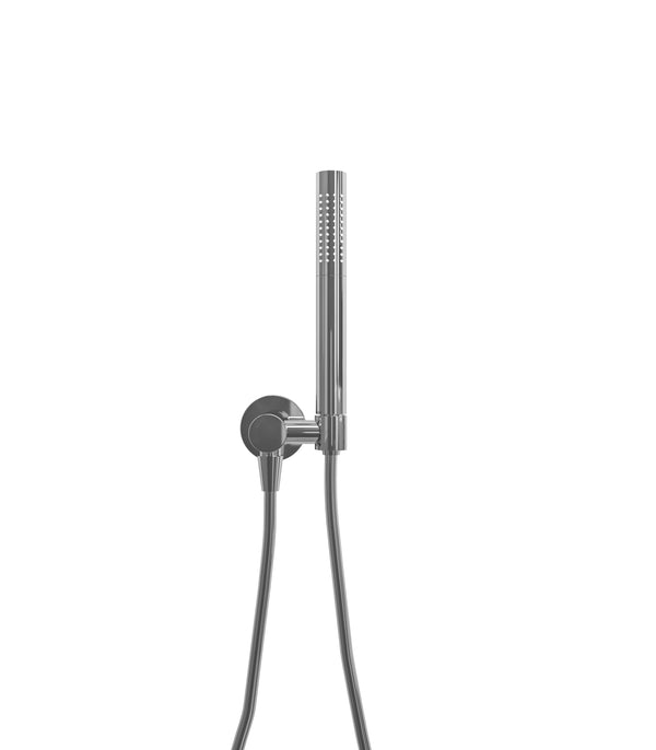 UniMatch hand shower set with rod hand shower 1 position, shower hose and wall connection elbow chrome 