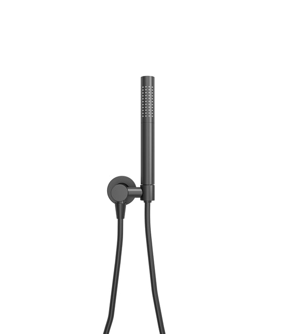 UniMatch hand shower set with rod hand shower 1 position, shower hose and wall connection elbow matt black 