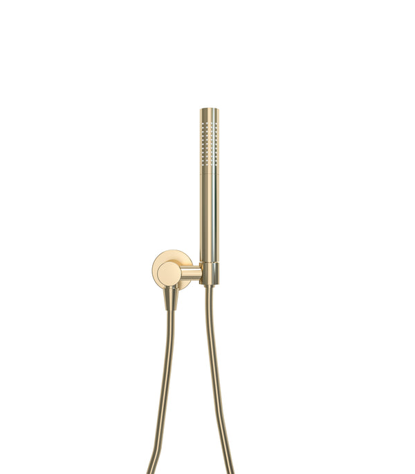 UniMatch hand shower set with rod hand shower 1 position, shower hose and wall connection elbow brushed brass