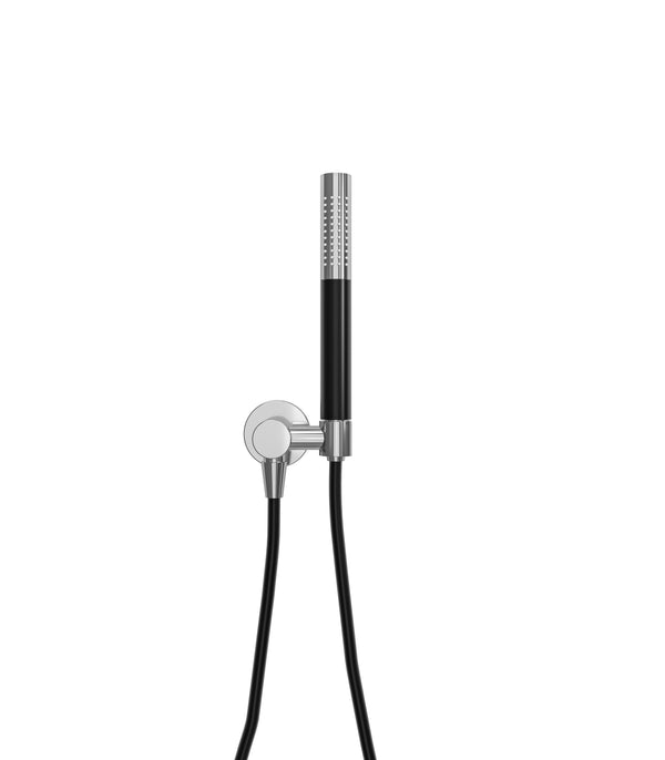 UniMatch hand shower set with rod hand shower 1 position, shower hose and wall connection elbow chrome/matt black 