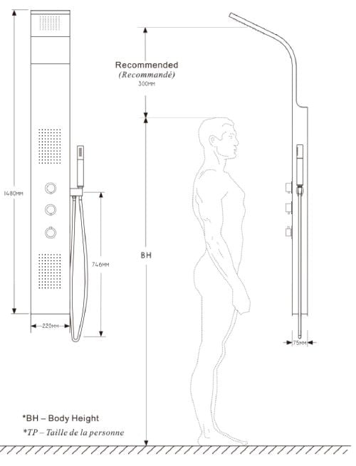 Wiesbaden Erie RVS douchekolom + therm.kraan - WDtegels