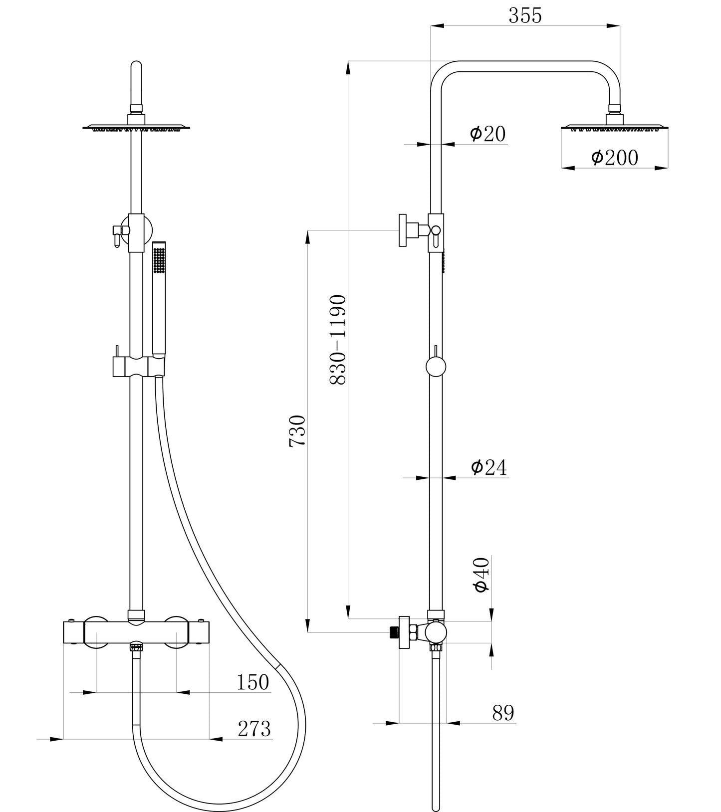 Twenty eco thermostatische regendoucheset | Opbouw rond | Chroom - WDtegels