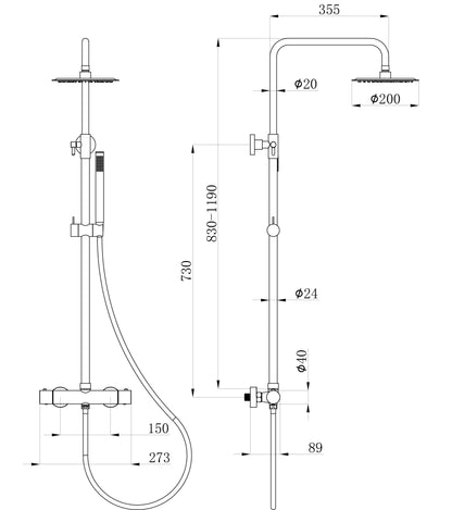 Twenty eco thermostatische regendoucheset | Opbouw rond | Chroom - WDtegels