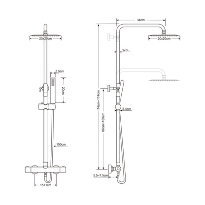 Twenty eco thermostatische regendoucheset | Opbouw vierkant | Chroom - WDtegels