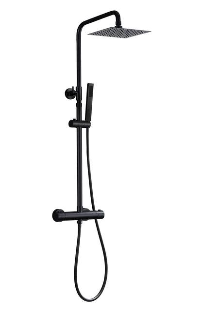 Twenty eco thermostatische regendoucheset opbouw rond/vierkant mat zwart - WDtegels